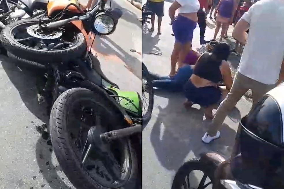 Acidente entre duas motos acabou com uma mulher morta em Praia Grande (SP) — Foto: Redes sociais