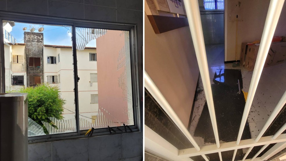 Impacto da explosão atingiu seis apartamentos do condomínio localizado na cidade de Caucaia — Foto: Reprodução