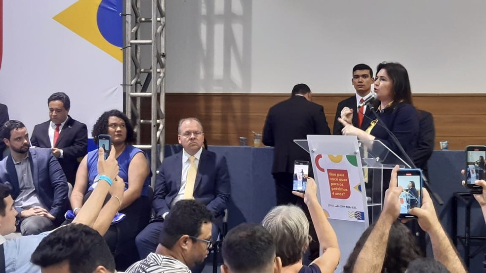 Simone Tebet participou do evento em Natal  — Foto: Sérgio Henrique Santos/Inter TV Cabugi