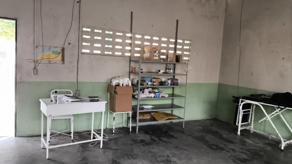 Estrutura no posto de saúde na comunidade Laje, na Terra Indígena Tabalascada, no Cantá.