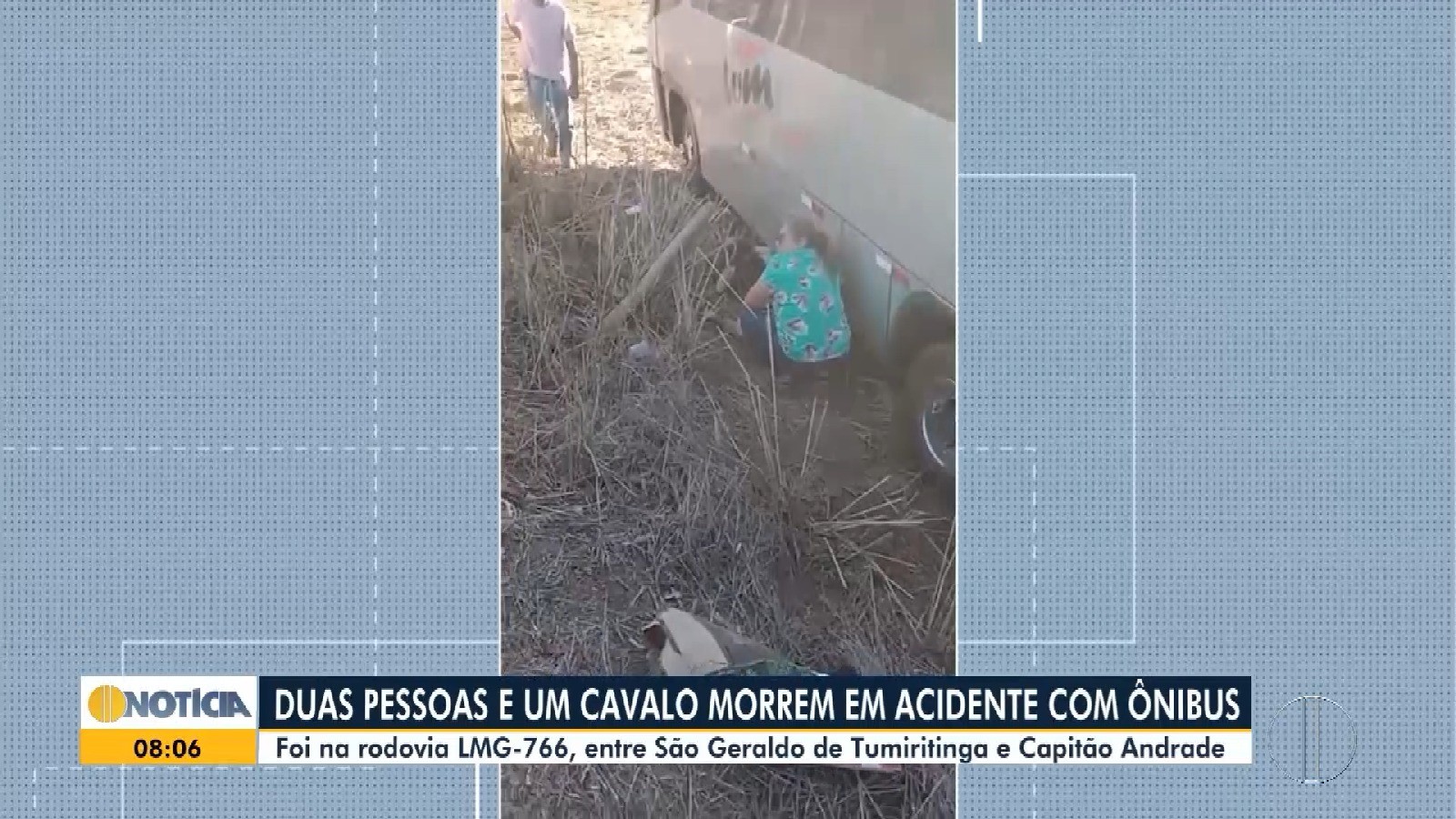Duas pessoas e um cavalo morrem após acidente envolvendo micro-ônibus em Tumiritinga