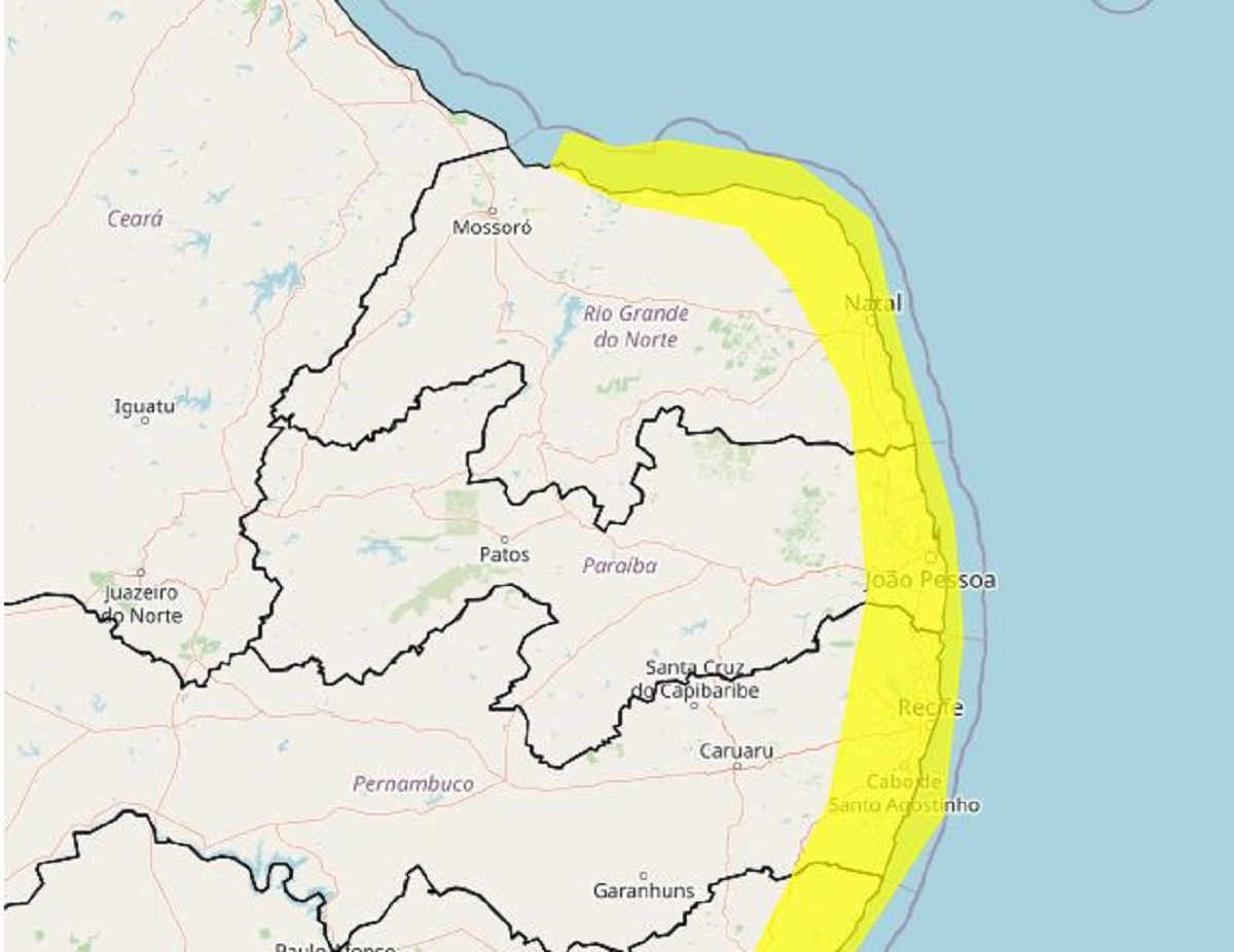 Inmet renova alerta de chuvas para Natal e mais 42 cidades do RN; veja lista