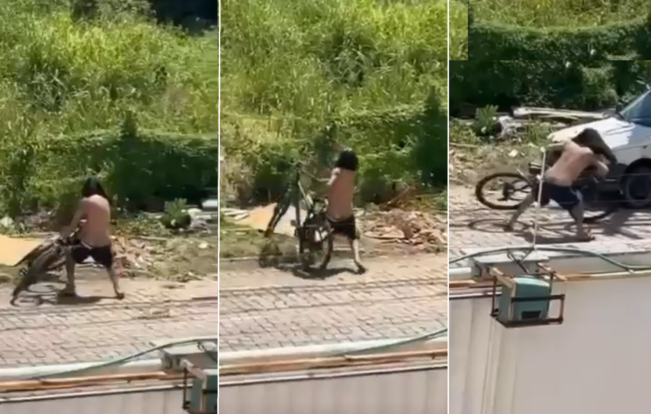 Ladrão desastrado é surpreendido por motorista e desiste de furto de bicicleta em Campos; vídeo