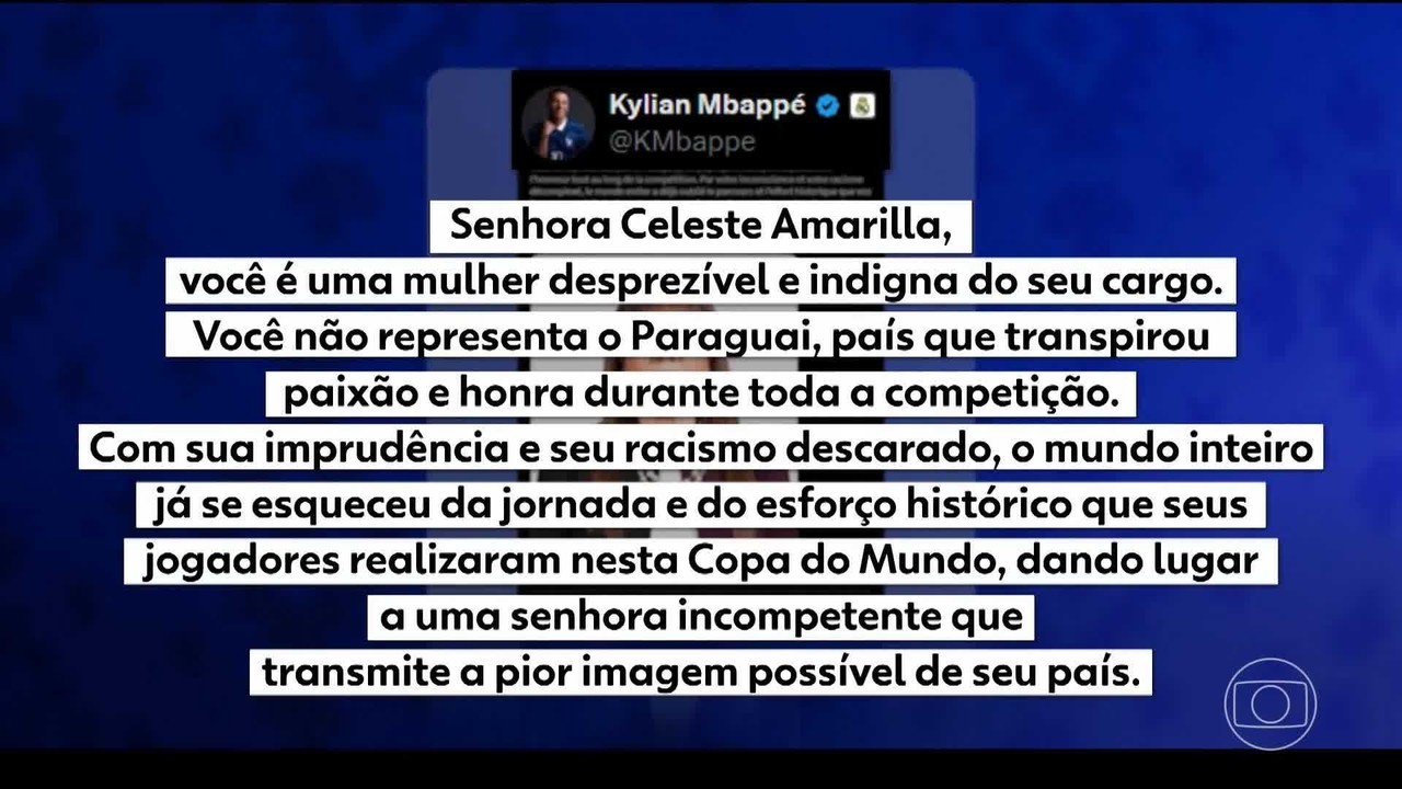 Eliminação do Paraguai gera 'treta' entre Mbappé e senadora paraguaia com troca de acusações e ameaça de processo; entenda