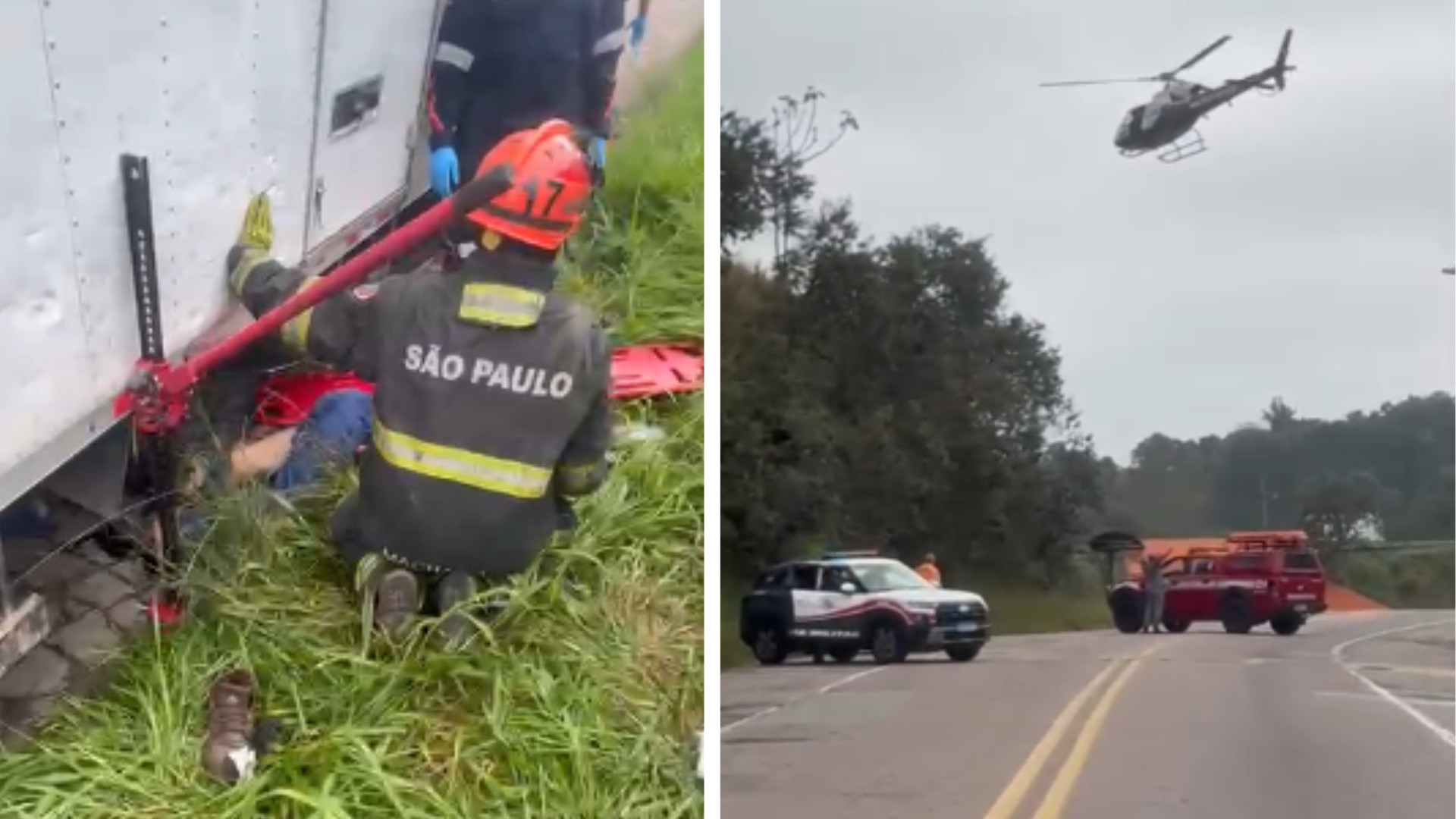 Homem tem pernas esmagadas ao trocar pneu de caminhão em Campo Limpo Paulista