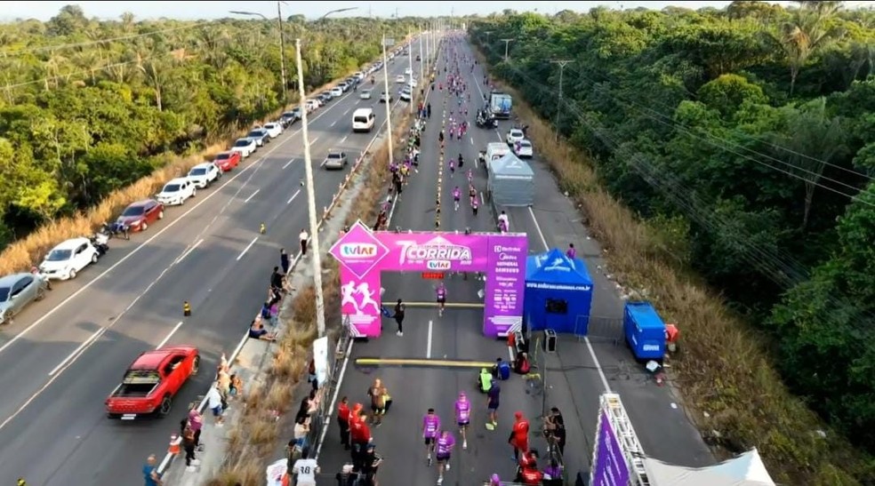 Largada e chegada da 7ª Corrida TVLAR — Foto: Reprodução/Globoplay