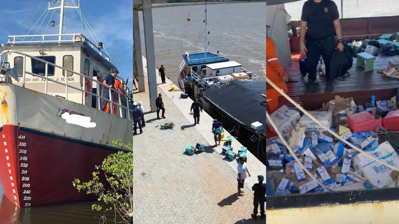 PF apreende 1,5 mil caixas de cigarros contrabandeados em barco no Litoral do PI