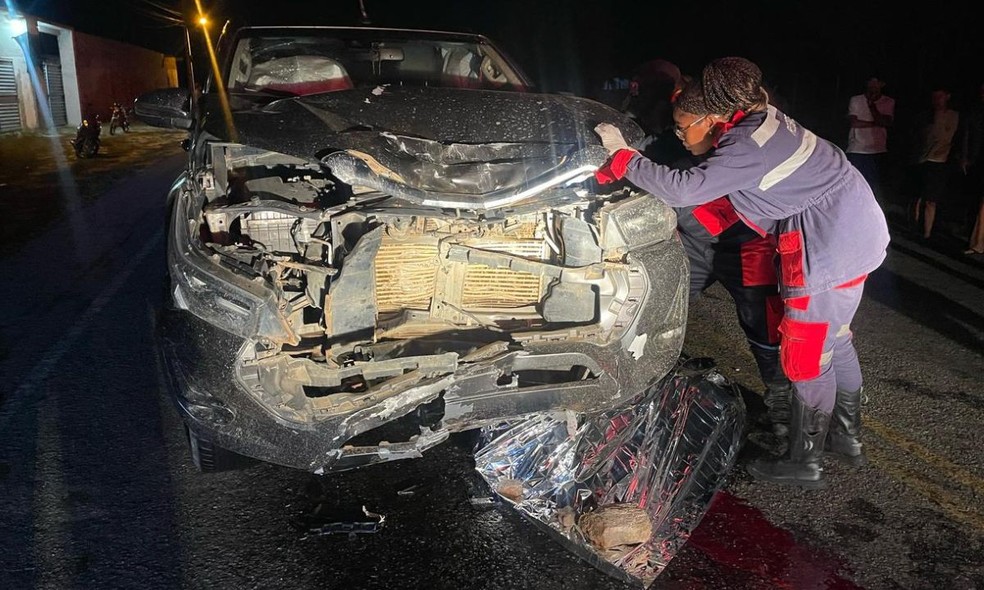 Idoso morre após colisão frontal entre moto e caminhonete em Conceição do Coité — Foto: Divulgação/Brigada Águia Resgate