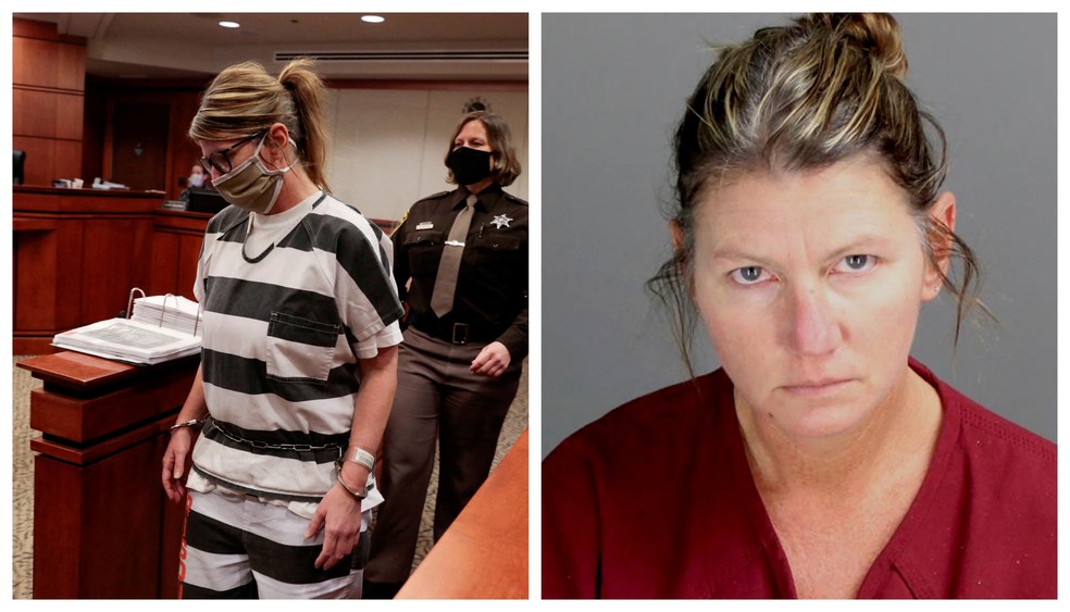 Duas imagens de Jennifer Crumbley — Foto: Reuters