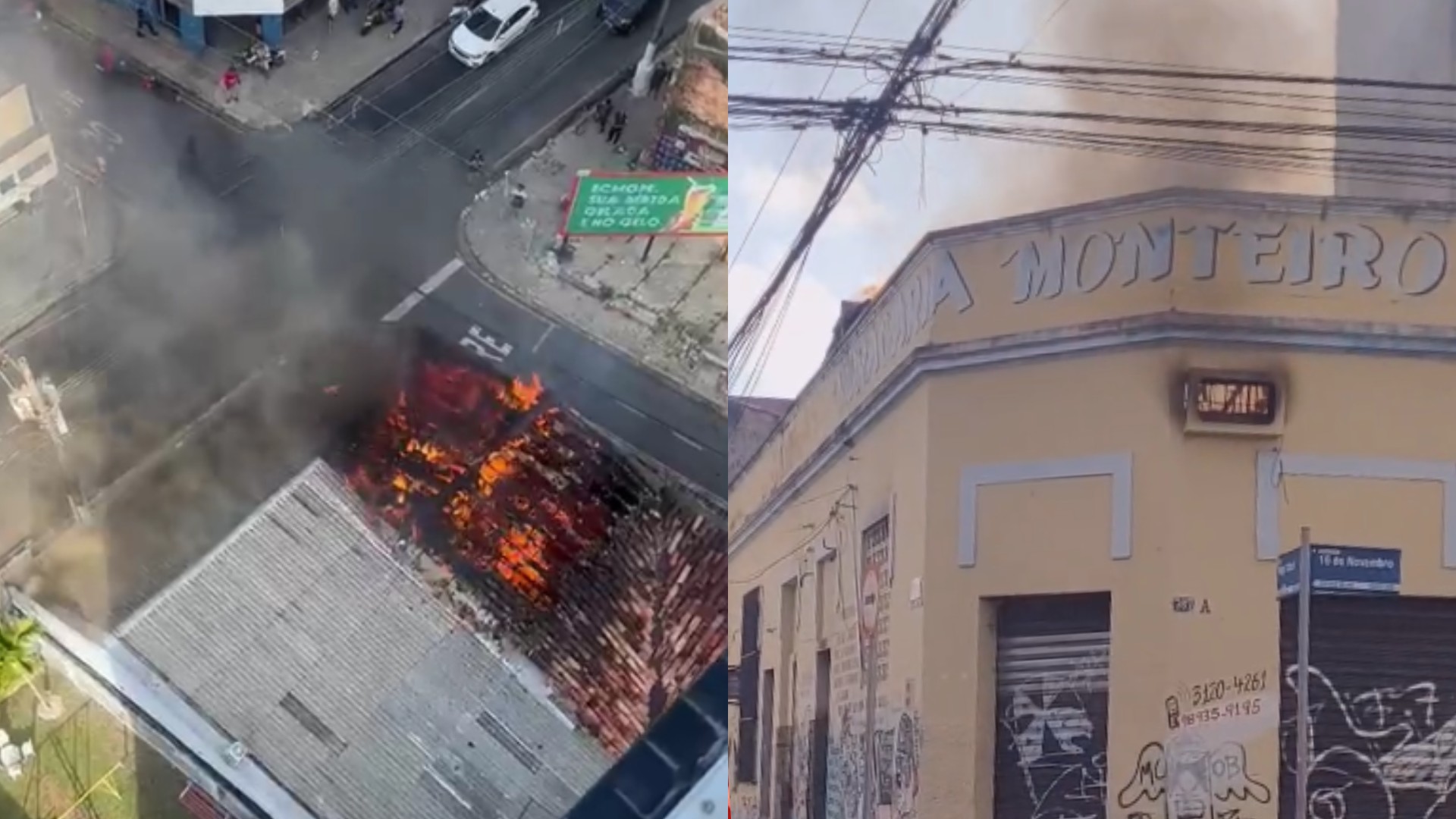 Incêndio atinge vidraçaria na Cidade Velha, em Belém; VÍDEO