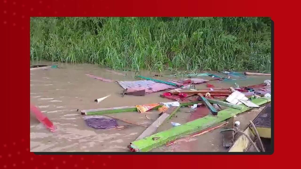 Comandante diz à polícia que peso da balsa impediu evitar colisão com casas flutuantes no AM; 4 desaparecidos