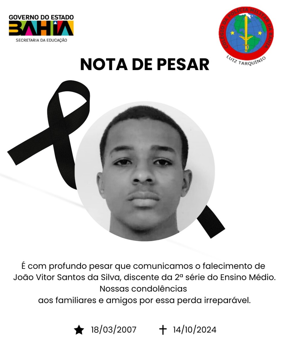 Colégio da PM divulgou nota de presar — Foto: Reprodução/Redes Sociais