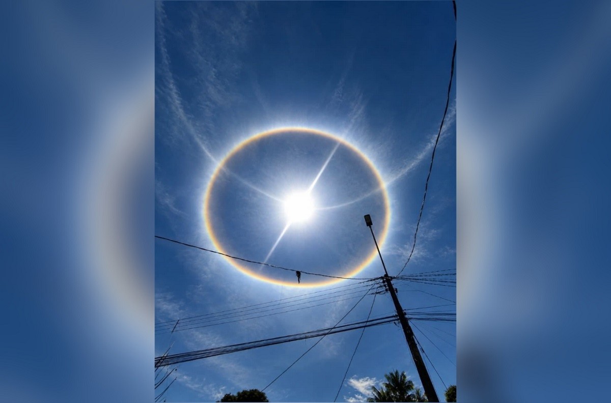 VÍDEO: Halo solar forma 'arco-íris' ao redor do Sol e chama a atenção de moradores em Alenquer