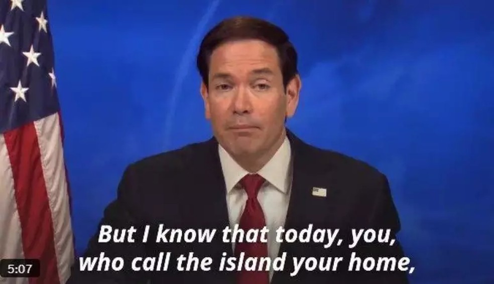 Horas antes do governo americano apresentar acusações contra os EUA, Rubio divulgou um vídeo falando diretamente com cidadãos cubanos. — Foto: Reprodução/X/BBC