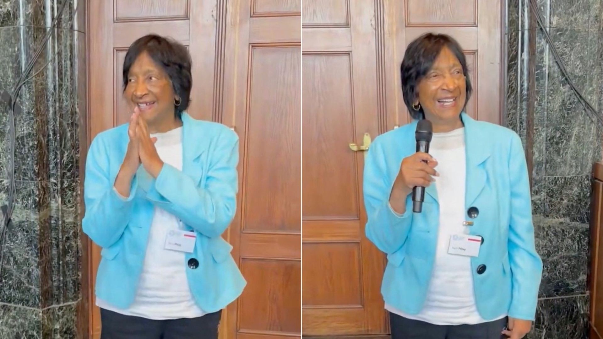 VÍDEO: Navi Pillay alfineta presidente dos EUA ao agradecer Nobel da Paz 2026: 'Talvez eu divida o prêmio com Trump'