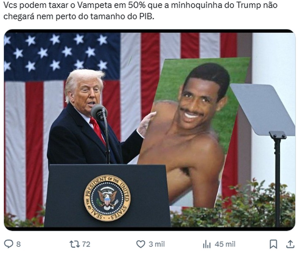 Post com foto do Vampeta — Foto: Reprodução/X