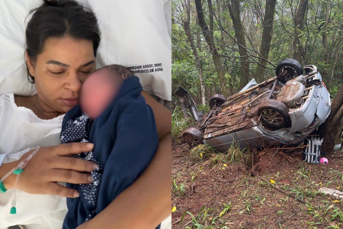 Após carro capotar a caminho da maternidade, mãe é socorrida por pessoas que passavam e dá à luz bebê saudável no PR: 'Milagre em nossas vidas', diz