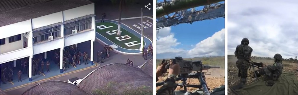 Cerca de 480 militares foram 'aquartelados' depois que 21 metralhadoras foram furtadas do Exército em Barueri, Grande São Paulo — Foto: Reprodução/TV Globo e Exército brasileiro