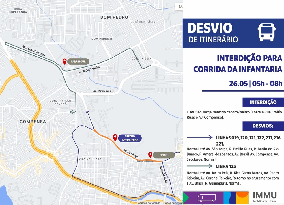 Linhas de ônibus serão alteradas. — Foto: Divulgação/IMMU