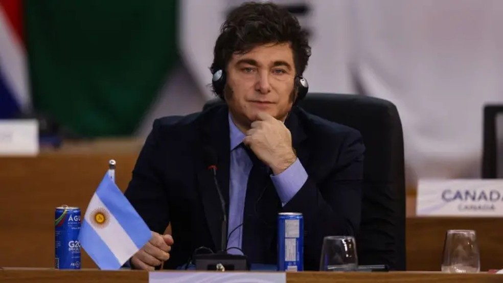 Milei tentará se reeleger na Argentina no ano que vem. — Foto: Wagner Meier/Getty Images via BBC