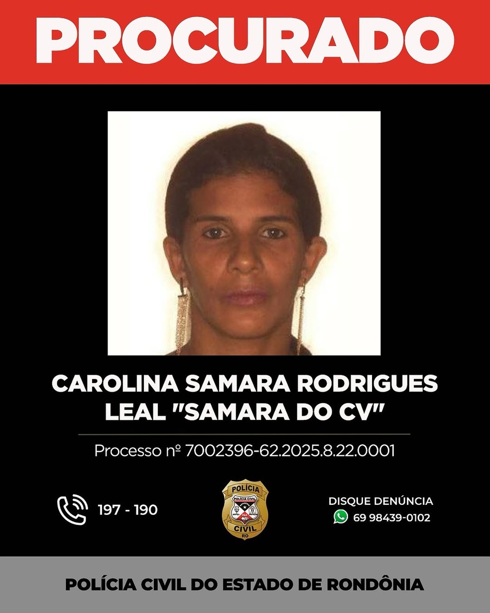 Carolina Samara, cartaz de procurado — Foto: Polícia Civil/Divulgação