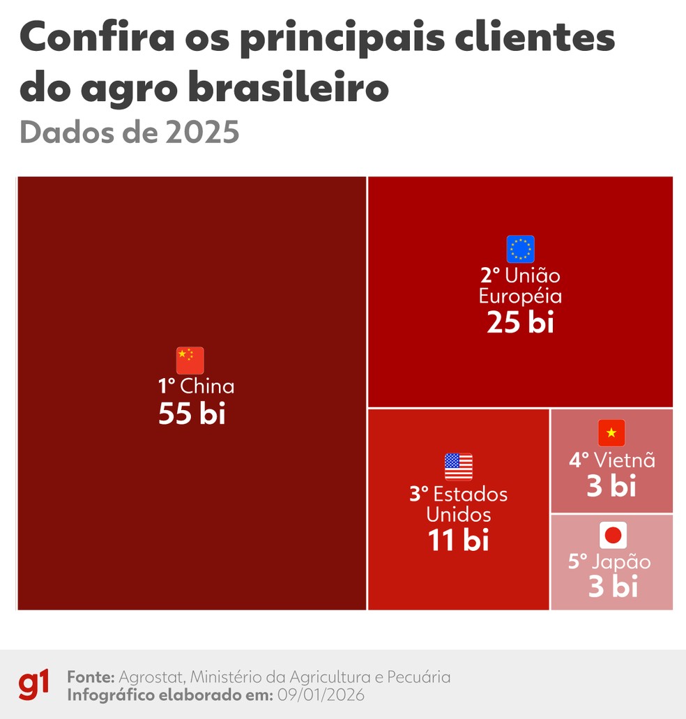 Confira os principais clientes do agro brasileiro em 2025 — Foto: Arte g1