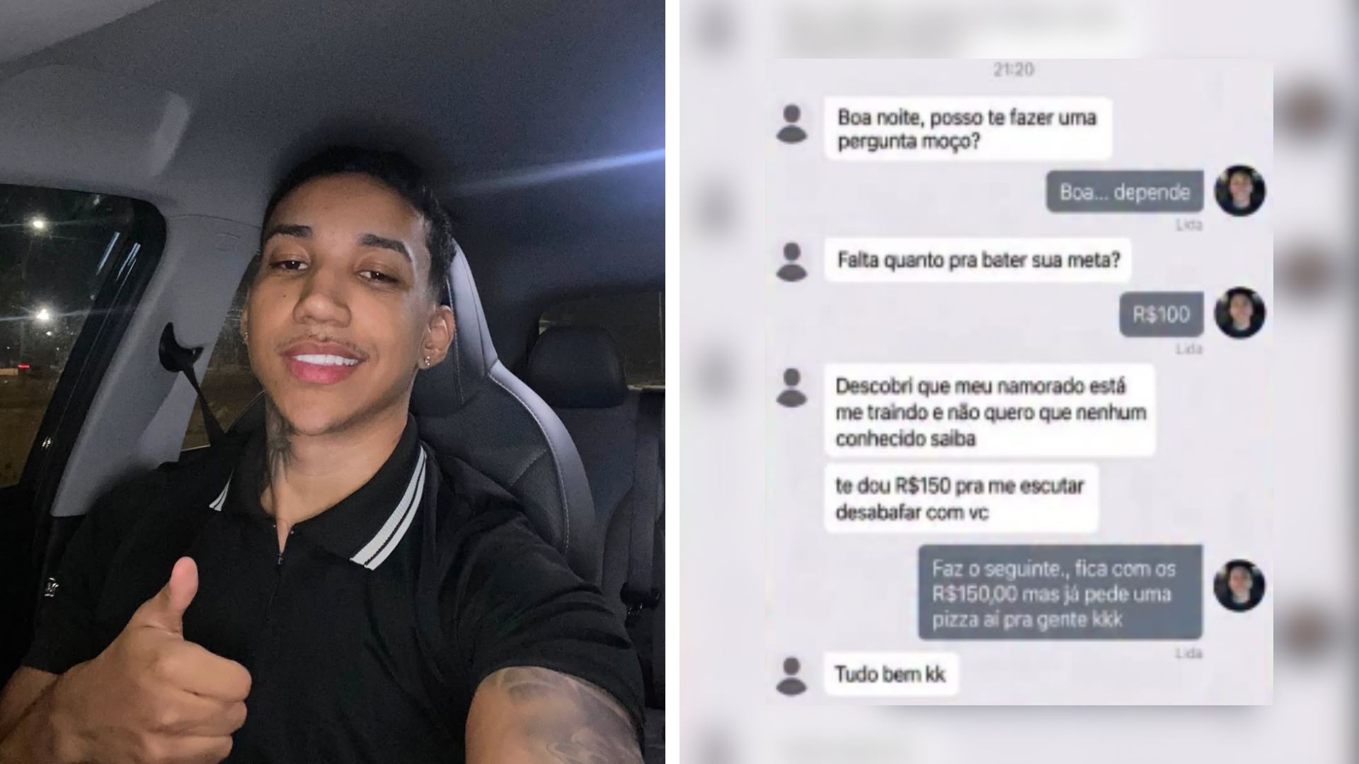 Motorista de app recebe proposta em dinheiro para ouvir história de traição de passageira: ‘Te dou R$ 150 para me escutar desabafar’