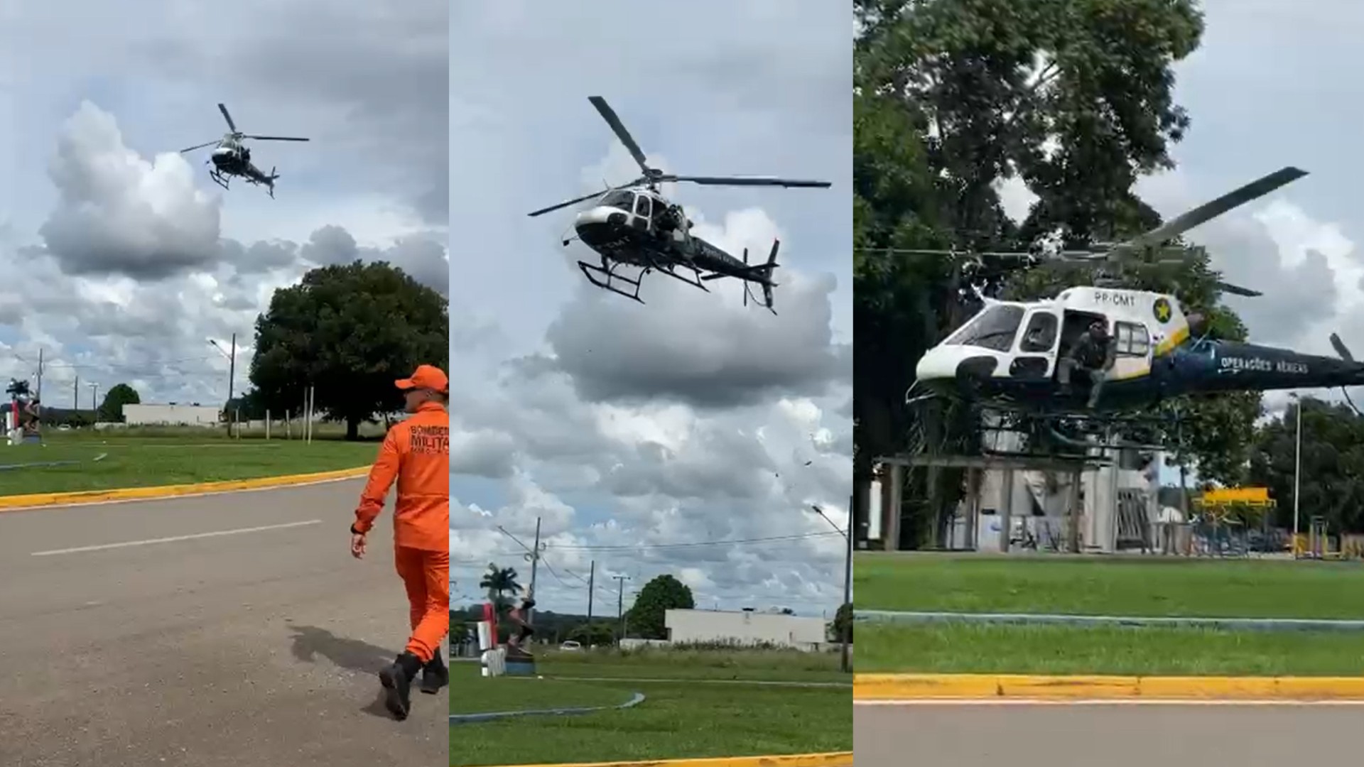 VÍDEO: trabalhadores ficam feridos e são resgatados de helicóptero após sofrer choque elétrico em MT 