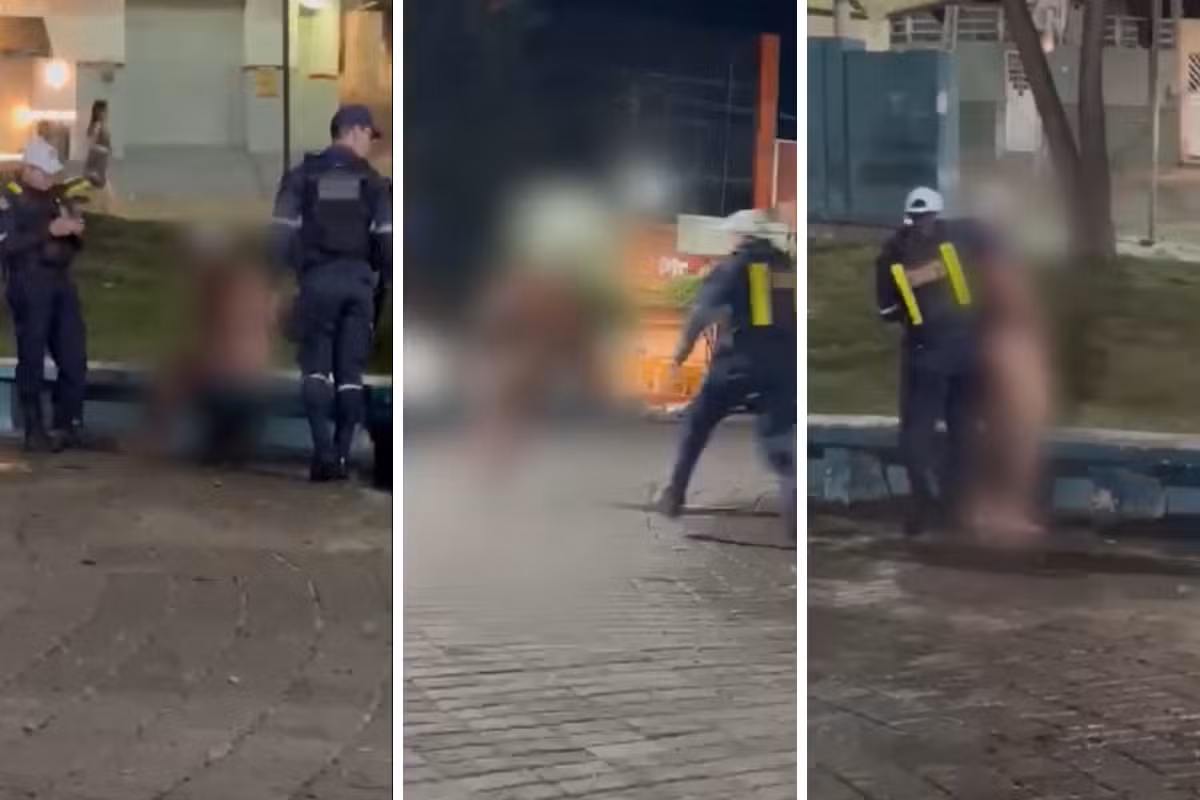 Homem de calcinha é detido após tomar banho em praça de Bezerros; VÍDEO