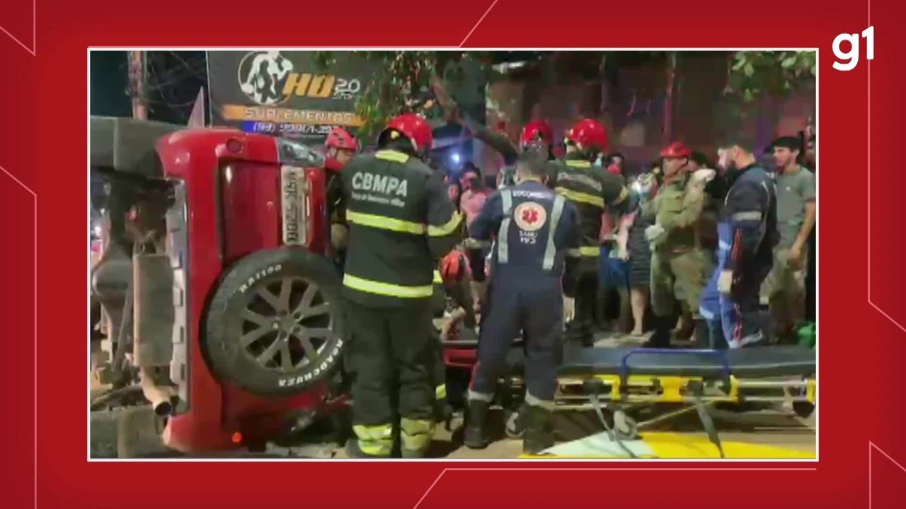 Capotamento na Av. Fernando Guilhon deixa duas pessoas presas às ferragens; VÍDEO