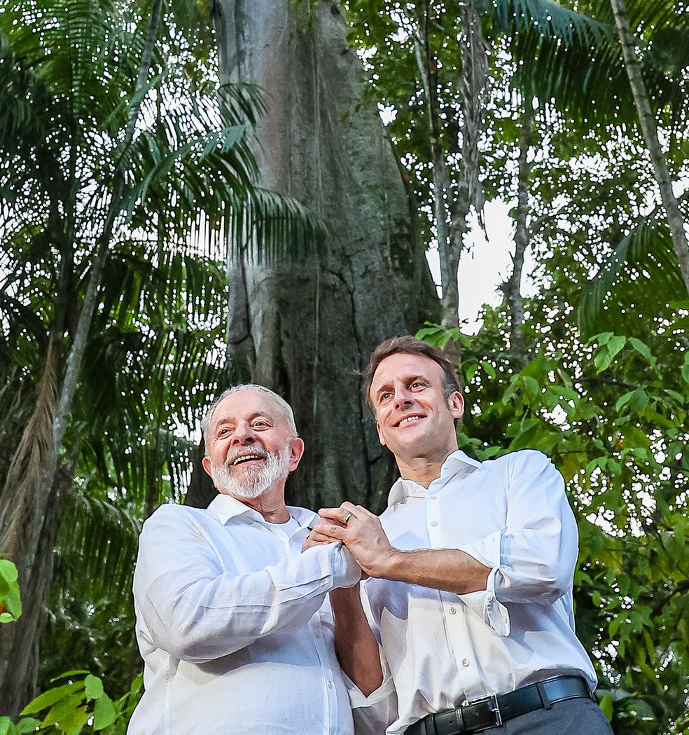 Lula e Macron no Pará — Foto: Ricardo Stuckert