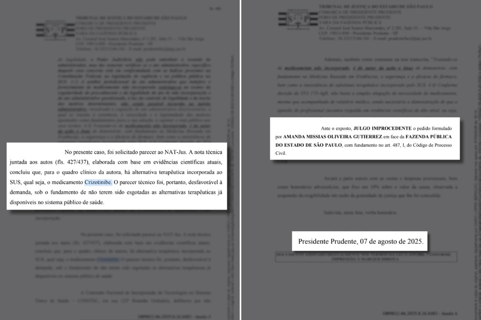 Resultado da ação judicial de Amanda Gutierrez, moradora de Presidente Prudente (SP) — Foto: Reprodução