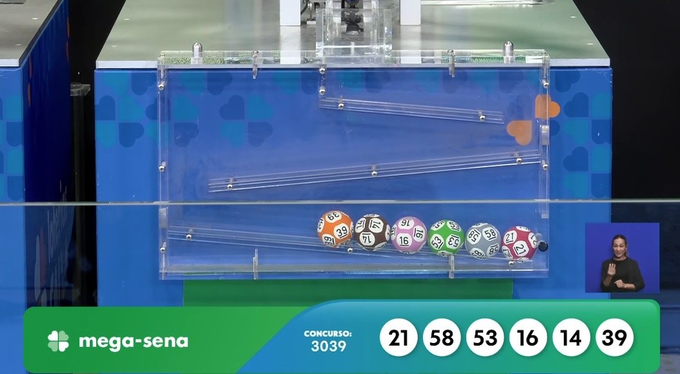 Mega-Sena, concurso 3.039 &mdash; Foto: Reprodu&ccedil;&atilde;o/YouTube/Canal da Caixa