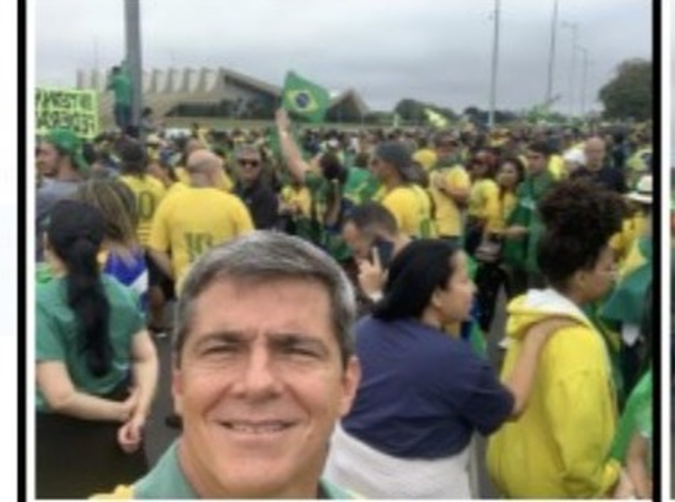 General Mario Fernandes tirou selfie em acampamento golpista em 2022 — Foto: Reprodução/ PF