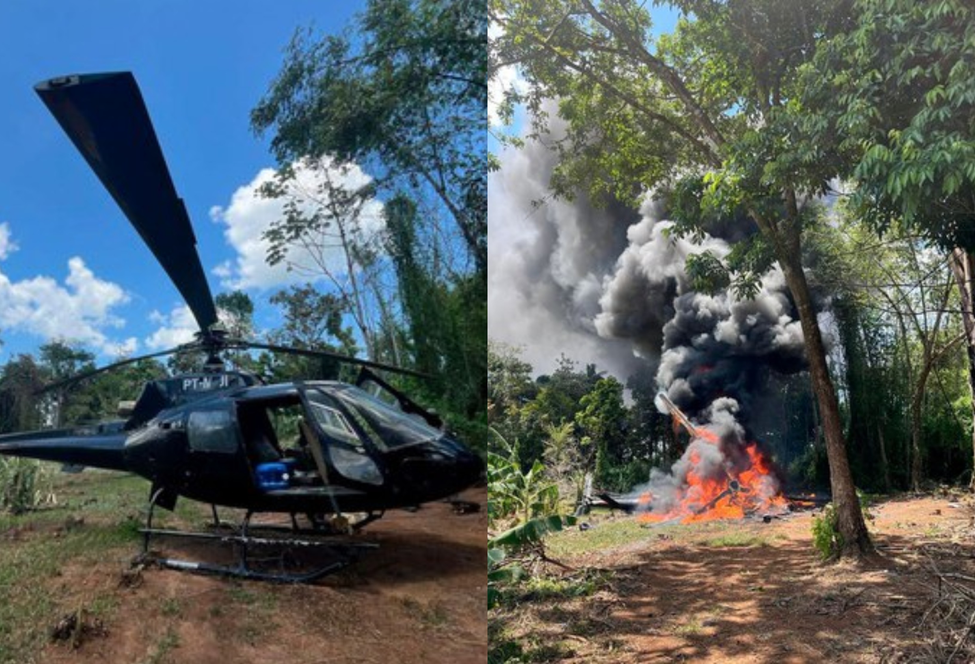 Operação destrói helicóptero usado em logística de garimpo e apreende cassiterita e combustível na Terra Yanomami, em RR