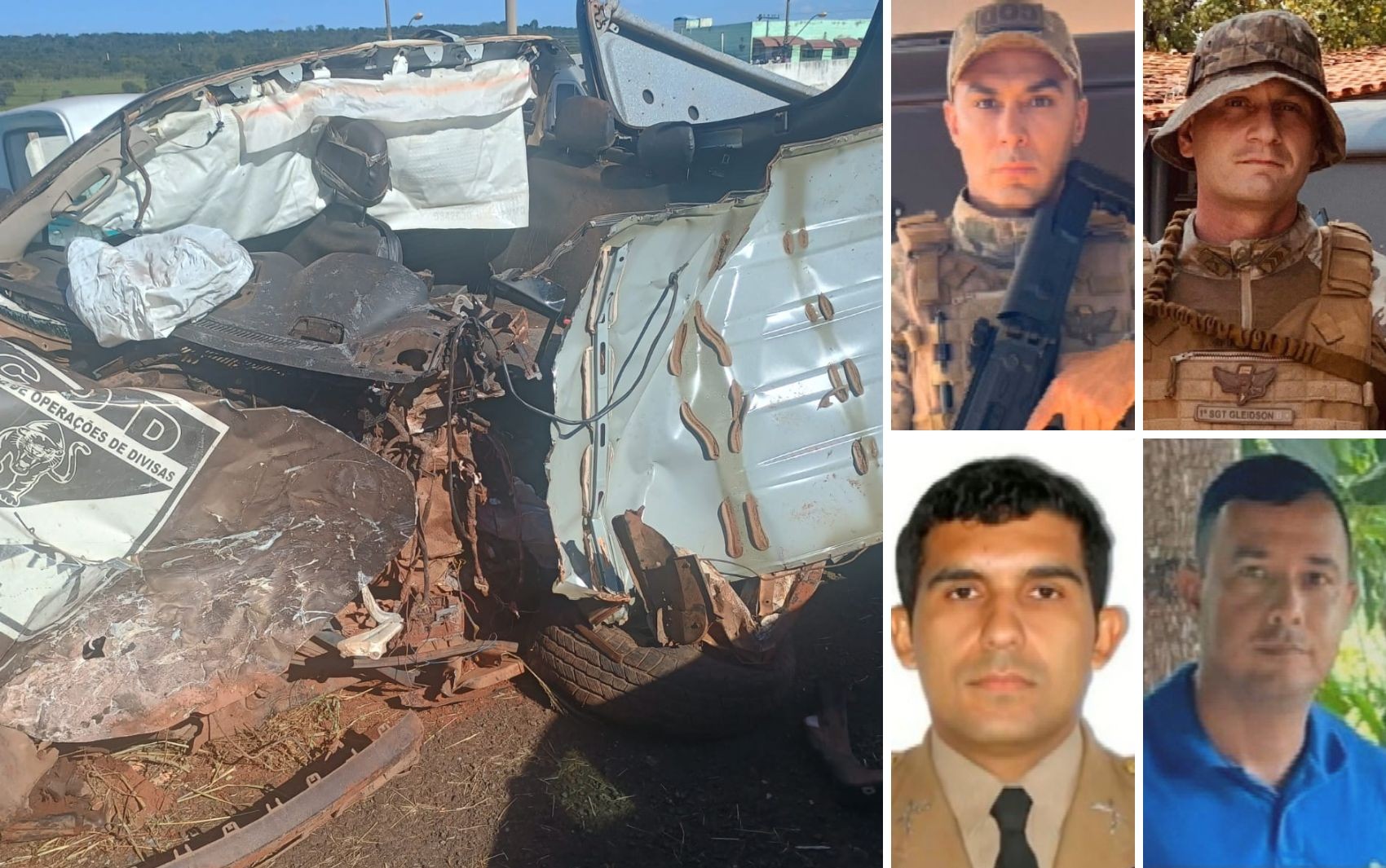 Fotos mostram que viatura ficou destruída após acidente com carreta que matou quatro PMs em rodovia de Goiás