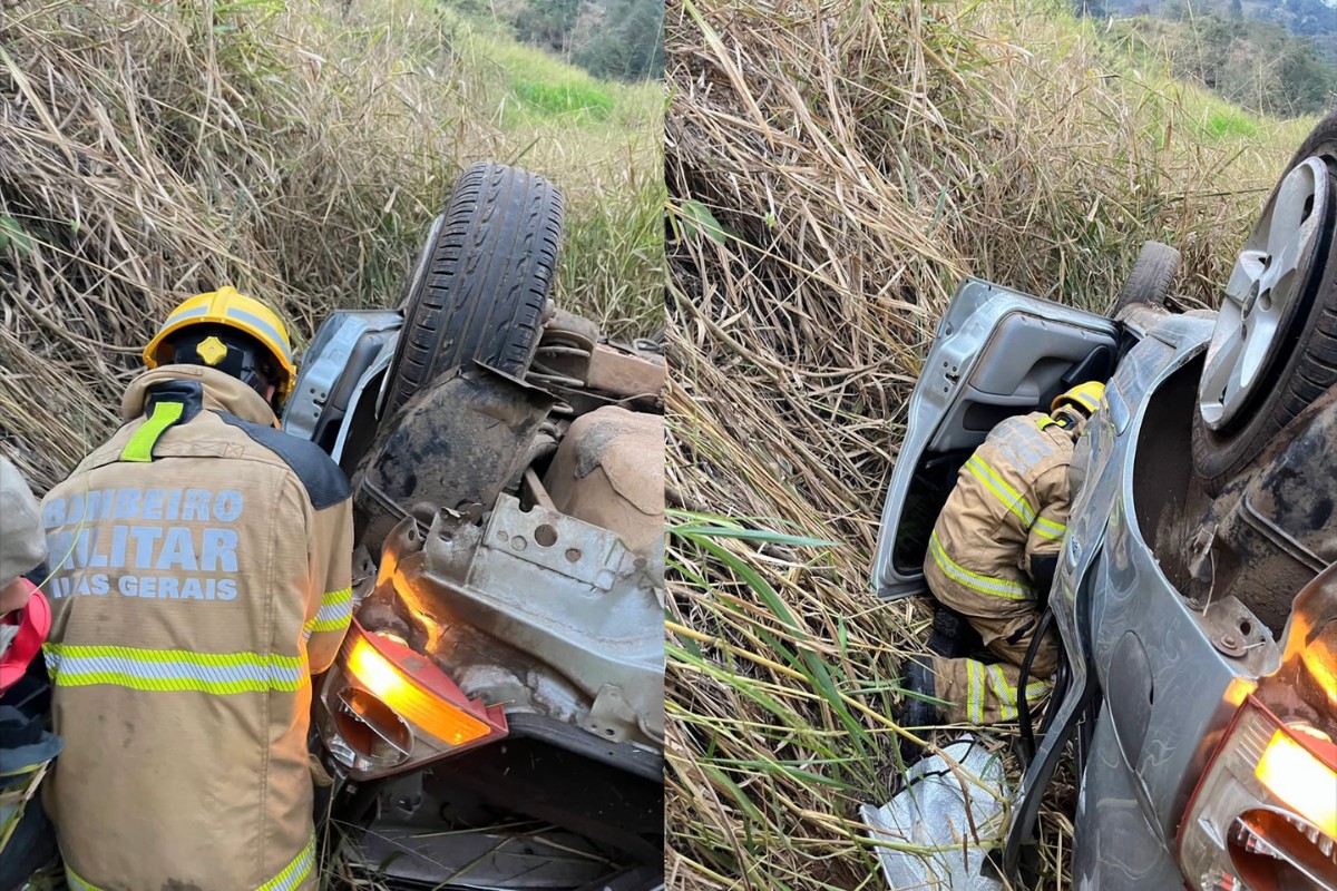 Jovem de 18 anos morre após carro sair da pista e capotar em ribanceira na BR-381