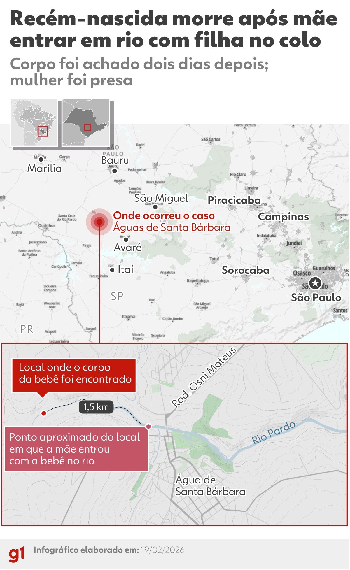 Polícia investiga se mãe presa após morte de bebê encontrado em rio sofria de depressão pós-parto