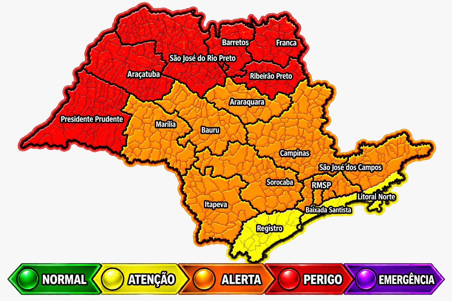 Noroeste de SP entra em alerta vermelho por baixa umidade com onda de calor de até 7°C acima da média