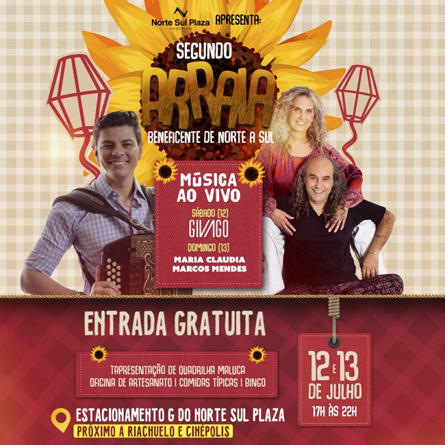 Arraiá no Norte Sul tem comida típica e música ao vivo nos dias 12 e 13 de julho