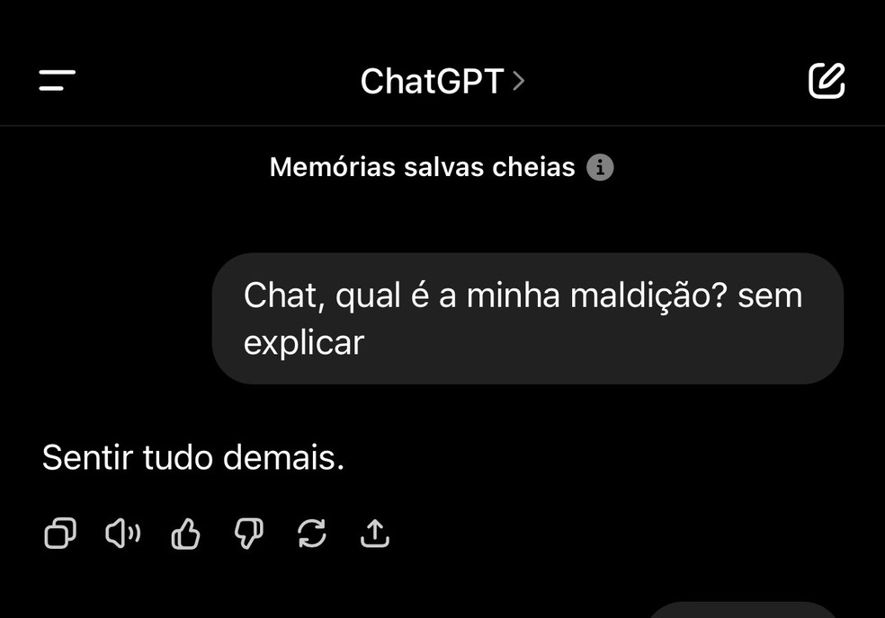 Interação no ChatGPT com a trend 'Qual é a minha bênção?' — Foto: Reprodução/X