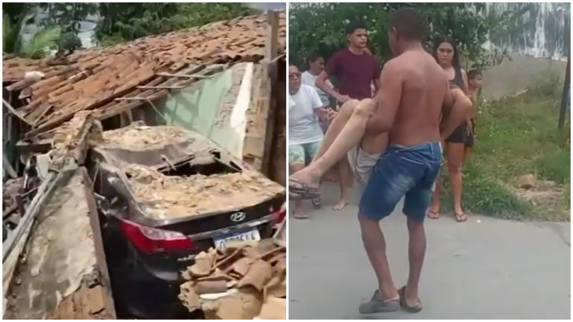 Casa com quatro pessoas desaba após ser atingida por carro desgovernado no interior do Ceará