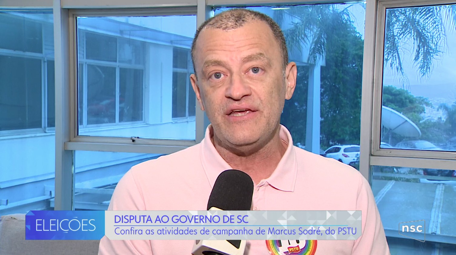 Eleições 2026 em SC: Professor Marcus Sodré panfleta na Udesc e concede entrevista à NSC TV