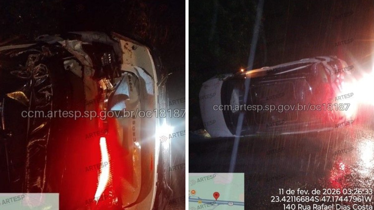 Carro capota, passageiro é arremessado e atropelado em rodovia de São Roque