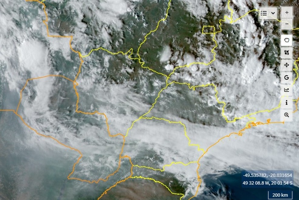 Imagens de satélites mostram que não há focos de fogo no Pantanal. — Foto: Inpe/Reprodução