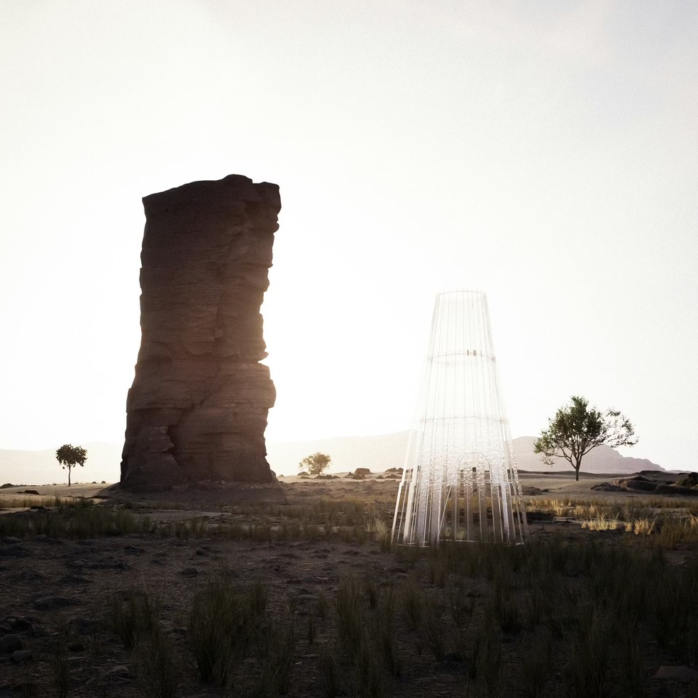 "Imaginei um Vento Pintado" de Gustavo Utrabo utilizou vidro laminado sobre uma estrutura metálica — Foto: Gustavo Utrabo