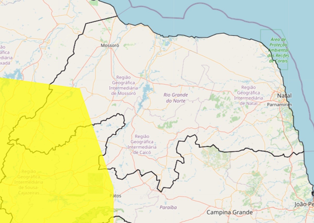 Inmet emite alerta de baixa umidade em 40 cidades do Rio Grande do Norte; veja lista