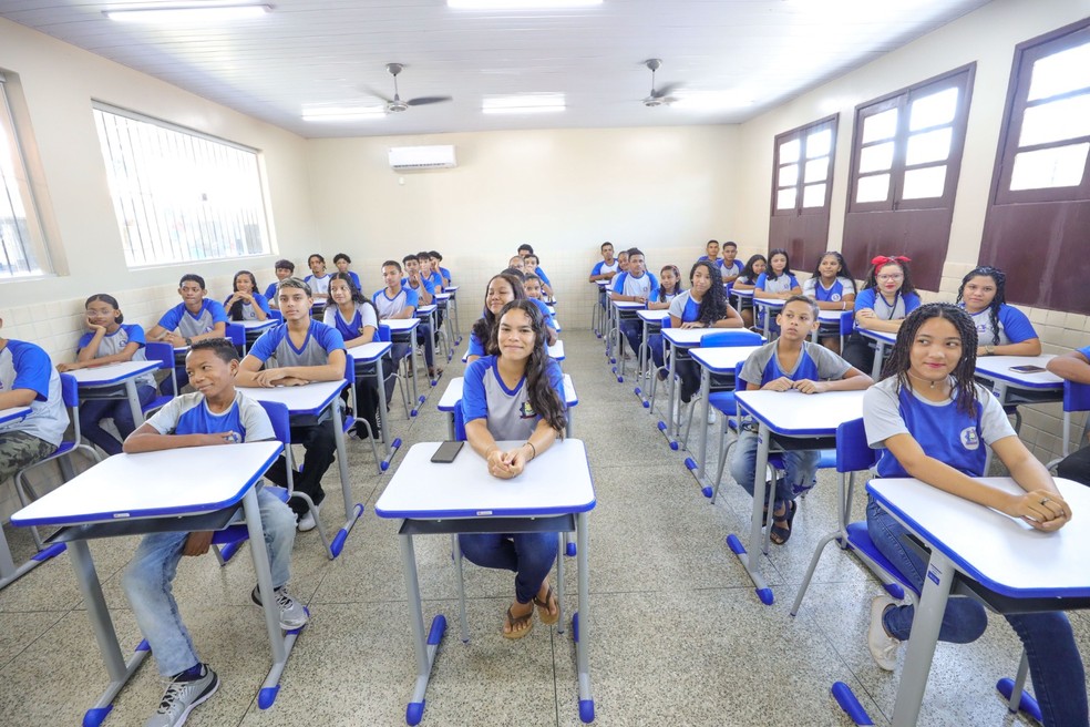 Estudantes de escola pública no Pará. — Foto: Reprodução / Agência Pará