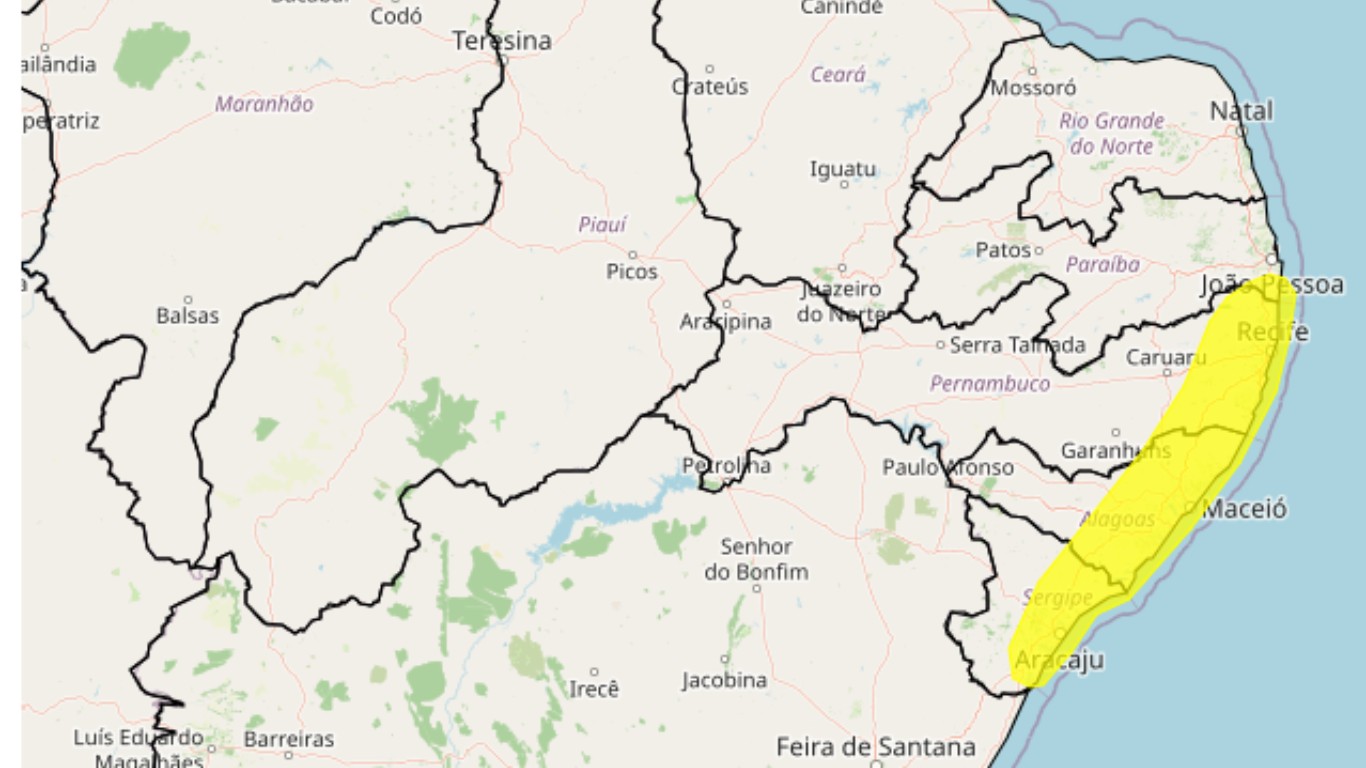 Interior de PE tem aviso de chuvas com 'perigo potencial' para 25 cidades durante o fim de semana