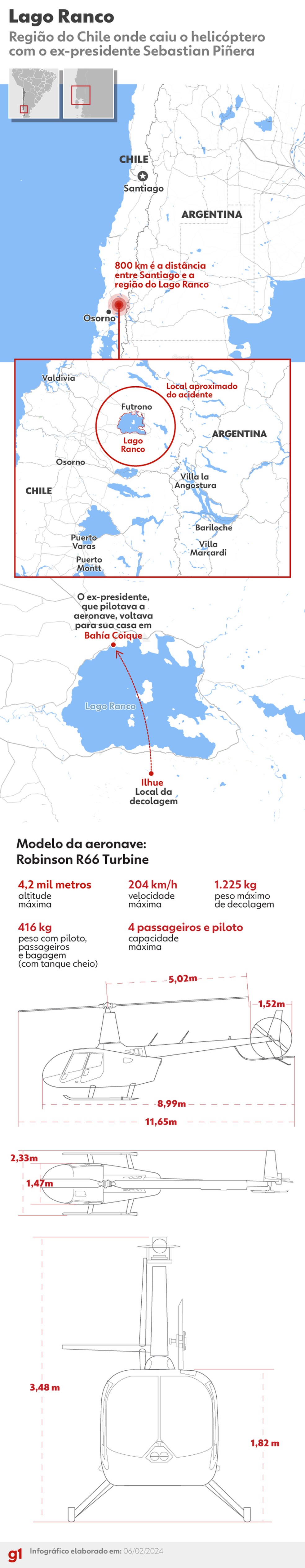 Localização do local do acidente de Sebastián Piñera — Foto: Barbara Miranda/g1